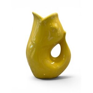 GurglePot Sunflower Yellow Fish Pitcher Medium 6.5 Inch Stoneware No Chips